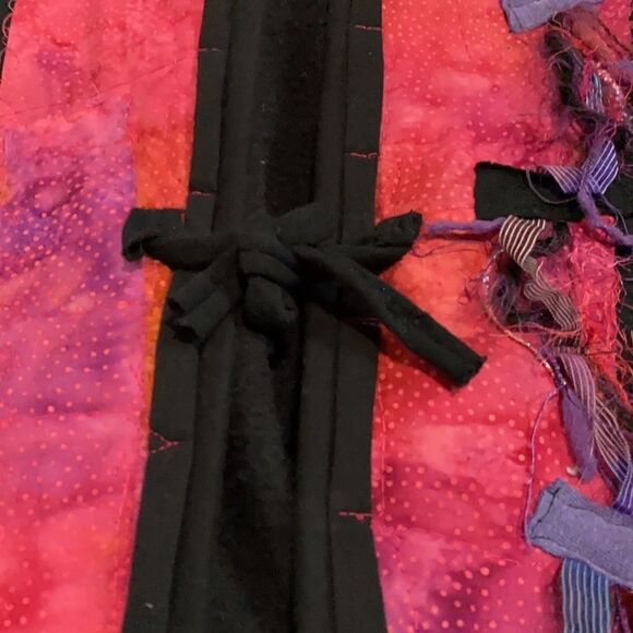 VTG ElizAbeth fleece cardigan patch work size M light jacket - Picture 6 of 12